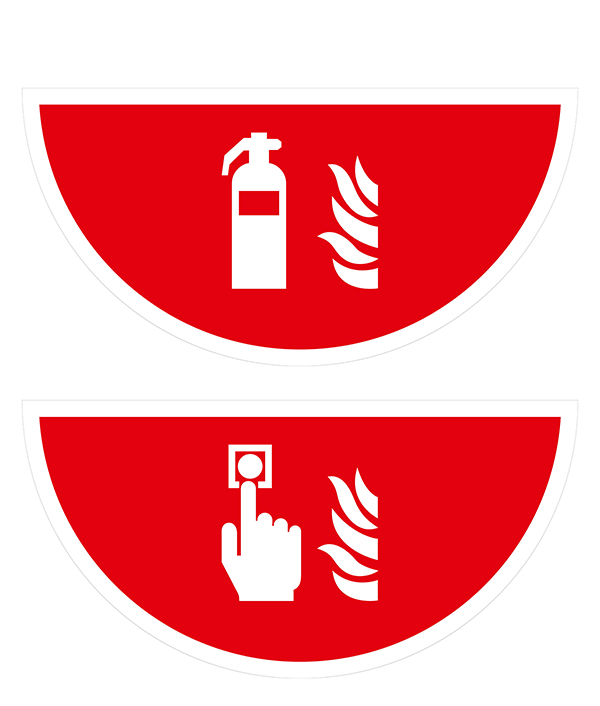 Boden-Sicherheitskennzeichen -Brandschutz- aus PVC, selbstklebend, Rutschkl. R10, Halbkreis
