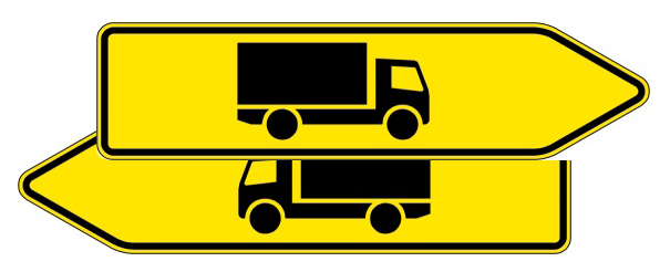 Verkehrszeichen 421-40 StVO, Pfeilwegweiser für KFZ mit einer zulässigen Ges..., doppelseitig