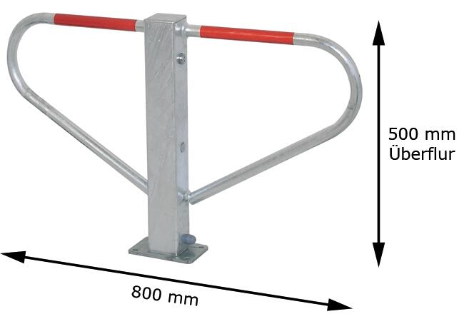 Parkplatzsperre, umlegbar und selbsteinrastend