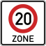 Verkehrszeichen 274.1-20 StVO, Beginn einer Tempo 20-Zone in...