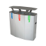 Modellbeispiel: Recyclingstation -Munich- mit Dach und auf Anfrage erhältlichen frontseitigen Müllsortenaufklebern (hier 160 Liter-Variante - siehe Art. 35324)
