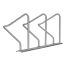 Reihenanlehnbügel -Kalchas- auf Trapezschiene, aus Stahl mit 3 Einstellplätzen (Art. 41095)