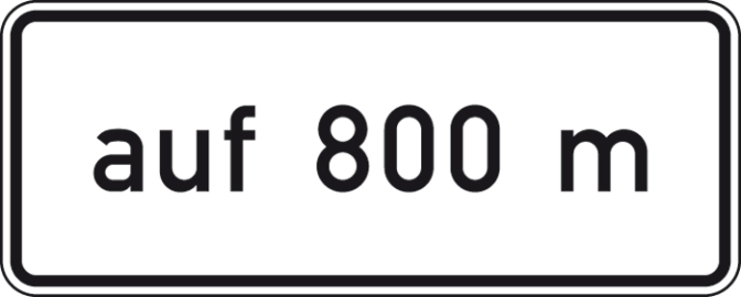Verkehrszeichen 1001-34 StVO, auf ... m, in Verbindung mit Fahrstreifentafeln VZ 521 ff.