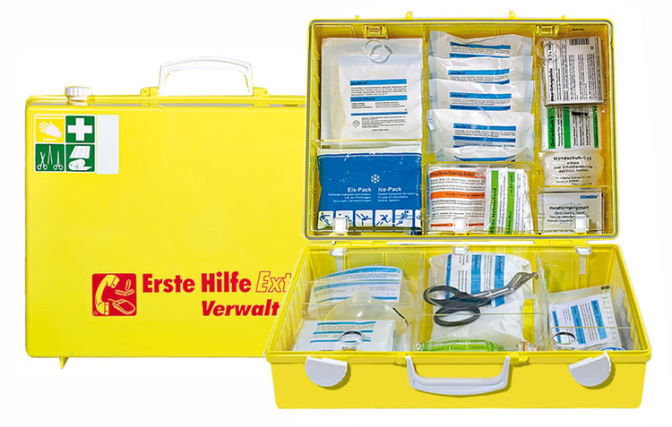 Verbandkoffer Extra+ -Erste Hilfe-, Inhalt nach DIN 13157 und branchentypischer Zusatzausstattung