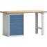 Werkbank PW700, Buche Multiplex, lichtgrau/brillantblau oder grau, 4 Schubladen, 1000 kg