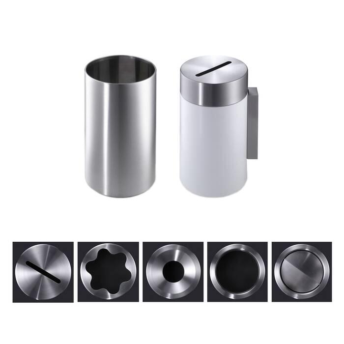 Modellbeispiel: Abfallbehälter -CREW- v.l. (Art. 14662-0101, 14642-0203) Verschiedene Aufsatzformen