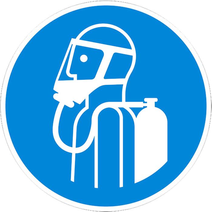 Modellbeispiel: Gebotsschild Umgebungsluftunabhängigen Atemschutz benutzen (Art. 21.a7520)