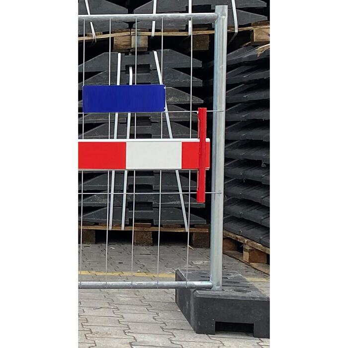 Halterung für Absperrschranken an Bau-Schrankenzaun, rot, verschiedene Ausführungen