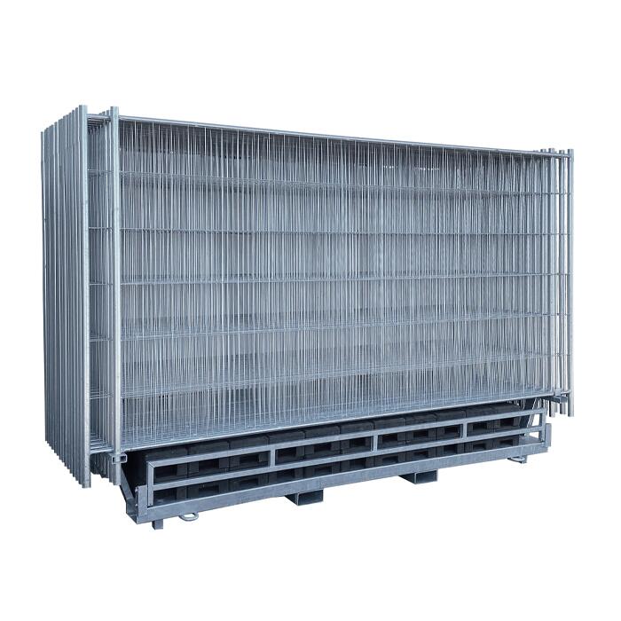 Anwendungsbeispiel: Twinpalette mit Mobilz&auml;unen und Bauzaunf&uuml;&szlig;en