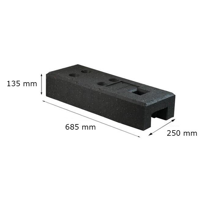 Bauzaunfuß aus Kunststoffrecycling, 5 Aufnahmen, 20 oder 26 kg