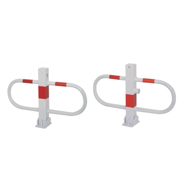 Modellbeispiele: Parkplatzsperre umlegbar mit Profilzylinder oder Dreikantverschluss (v.l. Art.