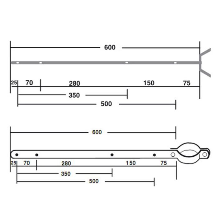 Schelle als Fahnenhalterung, Länge 600 mm