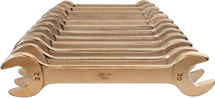 Doppelmaulschlüsselsatz 12-tlg, funkenfrei, Aluminium-Mehrstoff-Bronze, 6-32mm, 15° Maulstellung