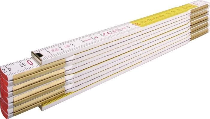 STABILA Gliedermaßstab 617, 2m, Buchenholz, weiß-gelb, EG III, witterungsbeständig, große Ziffern