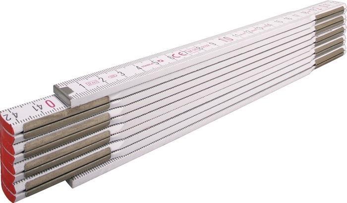 STABILA Gliedermaßstab 1607, 2m, Buchenholz, weiß, EG III, witterungsbeständig, große Ziffern
