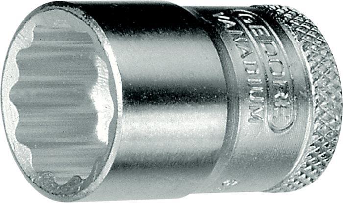 GEDORE Steckschlüsseleinsatz D 30 3/8 Zoll 12-kant SW 10-22mm, Vanadiumstahl, verchromt, L.28-32mm