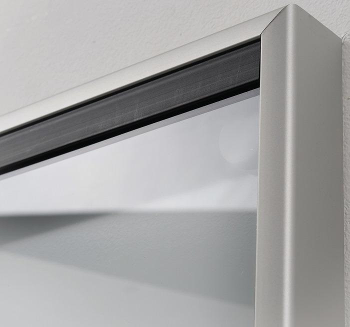 Schiebetürschaukasten aus Alu, silberfarbig, eckig, für Innenbereiche WSM