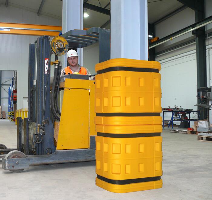 Säulenanfahrschutz 'Harbor' aus LLDPE, für eckige Säulen und Stahlträger, Höhe 800 mm, im Baukastensystem, Montage ohne Werkzeug