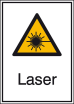 Elektrokennzeichnung / Kombischild mit Warnzeichen und Zusatztext, Laser