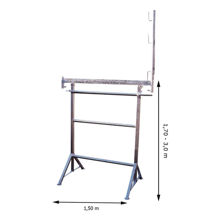 Kurbel-Gerüstbock K1500/3, Tragkraft 1600 kg, Breite 1,50 m, GS-geprüft, inkl. Geländerpfosten