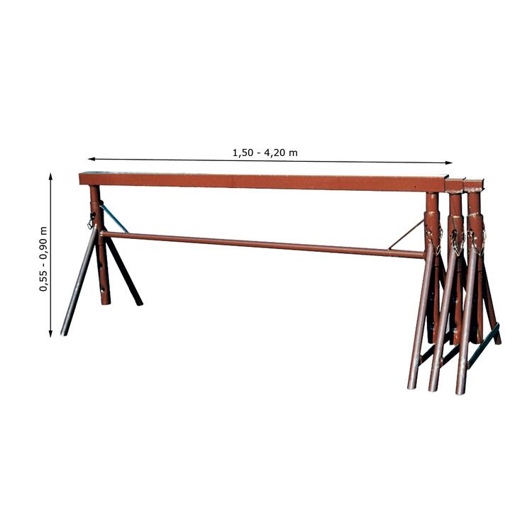 Putzergerüstbock 'Combi', horizontal (1,50-4,20 m) und vertikal (0,55-0,90 m) ausziehbar