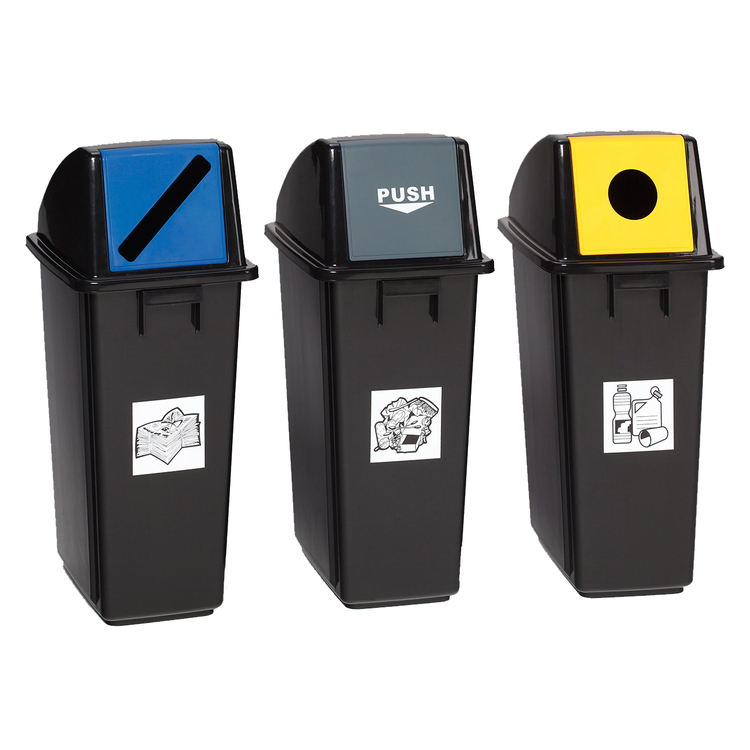 Abfallbehälter -Cubo Lazaro- 58 Liter aus PP, mit Einwurf für Restmüll, Wertstoffe oder Papier