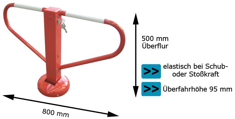 Parkplatzsperre 'Potsdam' anfahrsicher mit Bügel