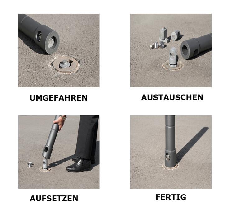 Stilpoller 'Koronis' Ø 90 mm, Aluguss, zum Einbetonieren, feststehend oder herausnehmbar mit 3p