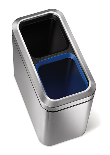Abfallbehälter -Slim Open Recycler- Simplehuman, 2 x 10 Liter aus Edelstahl