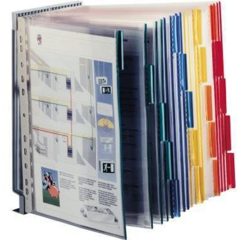 DURABLE Sichttafelsystem 567610 Wandhalter grau für 20 Sichttafeln, Stahlblech, leicht montierbar