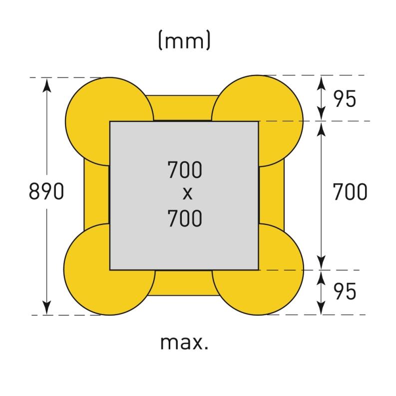 Technische Ansicht: Maximale Maße der Säule