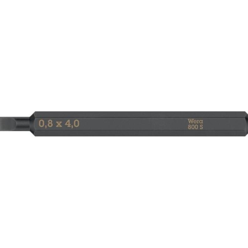 WERA Bit 800 S für Schlitzschrauben 4,0mm, 5,5mm, 6,5mm, 70mm, 1/4 Zoll, extra zähhart, 5 Stk