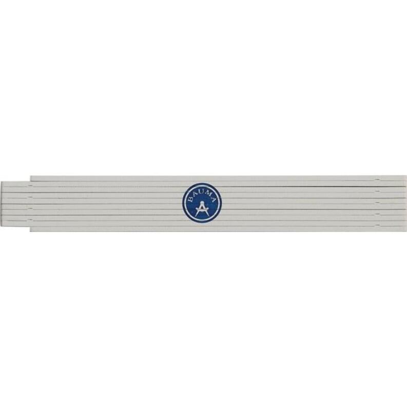 Gliedermaßstab B850, 2m, mm/cm, III, BAUMA, stabil, wasserbeständig, polarweiß, Kunststoff