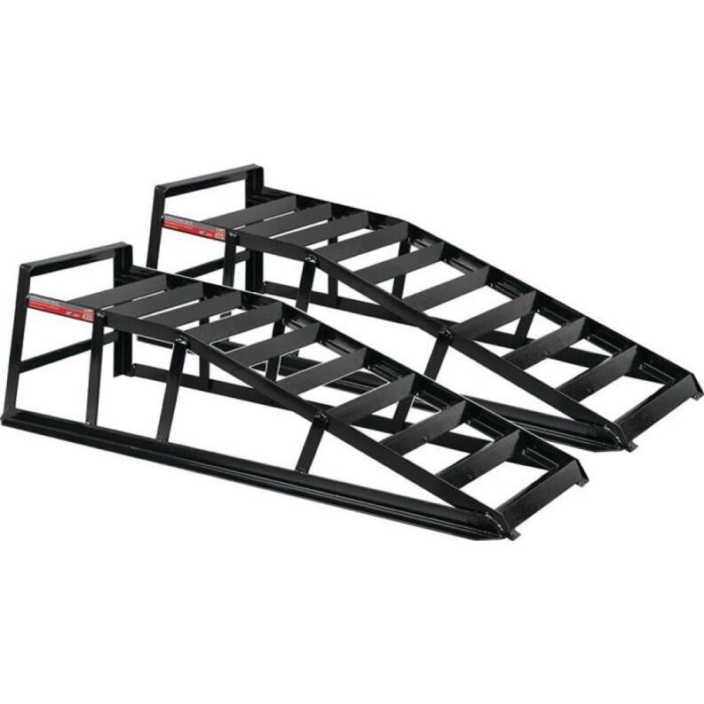 Auffahrrampe Metall 90x28cm, 2000kg, extra breit, mit Überfahrschutz, 2 Stück, lackiert