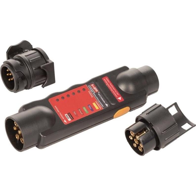 Anhänger-Beleuchtungstester 12V, 7/13-polig, LED-Anzeige, 3-teilig, Schwarz, HP AUTOZUBEHÖR