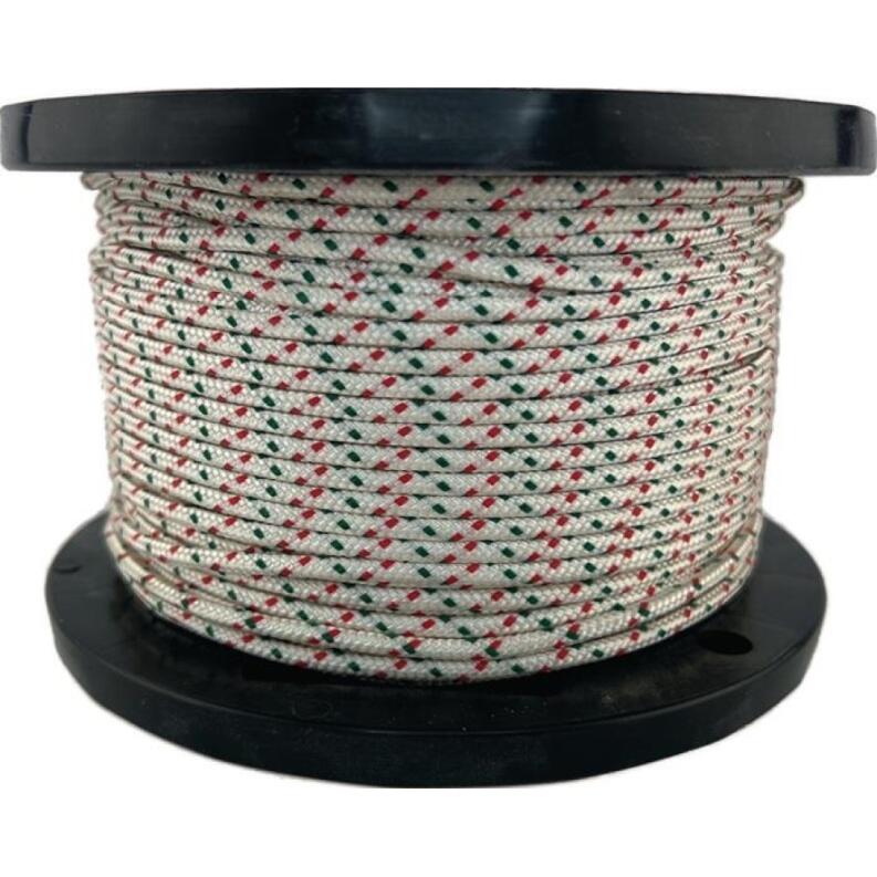 Anwerfseil Seilrad-D 3-5.5mm weiß KF grün/rot m.ME OVERMANN, hohe Bruchlast, 100 m, Polyamid