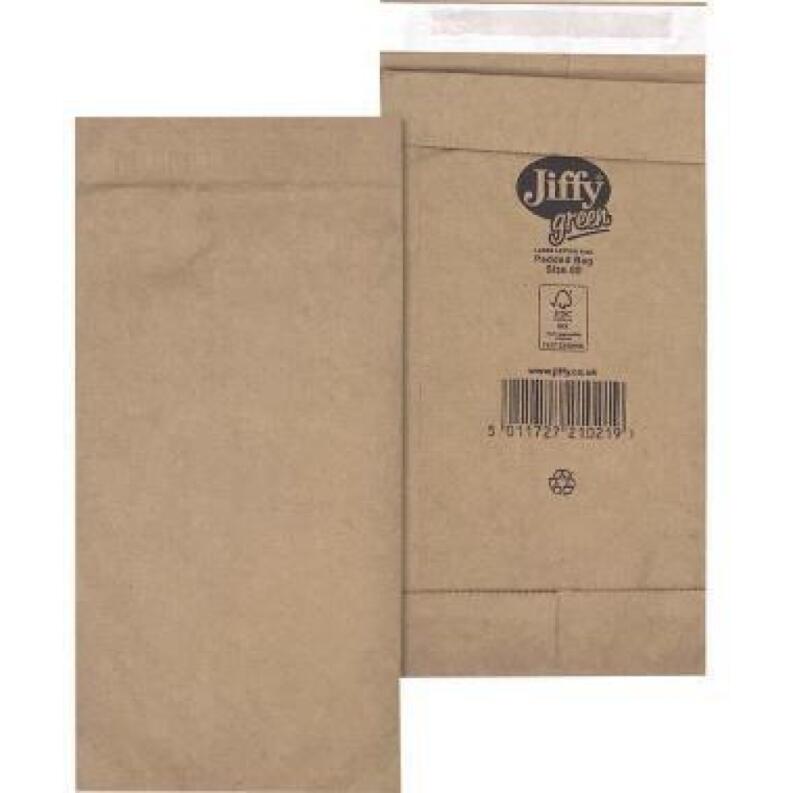 Jiffy Papierpolstertasche Nr. 00, braun, mit Haftklebung, recycelbar, 120x229 mm