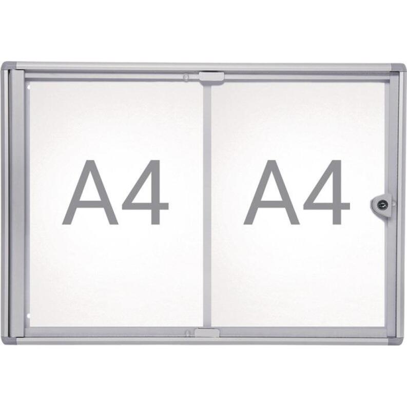 Schaukasten MAUL 1-8xA4, abgeschrägte Ecken, Aluminium, für Innenbereich, magnethaftend
