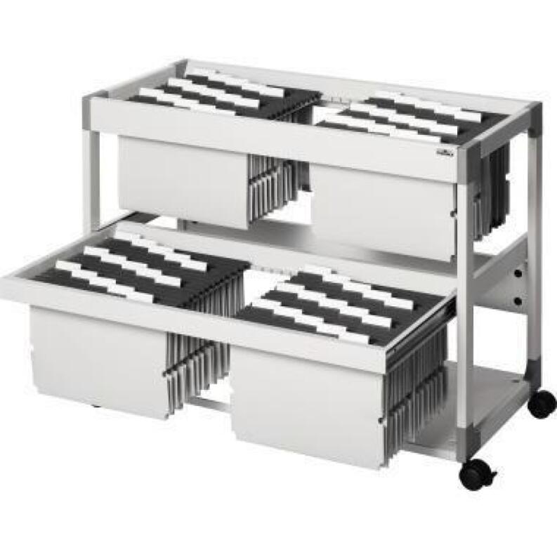 DURABLE Hängemappenwagen TROLLEY 200 MULTI DUO lichtgrau, 2 Hängevorrichtungen, Teleskopschienen