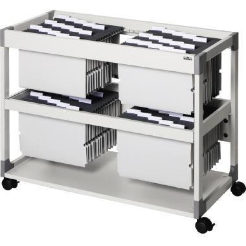 DURABLE Hängemappenwagen TROLLEY 200 MULTI DUO lichtgrau, 2 Hängevorrichtungen, Teleskopschienen