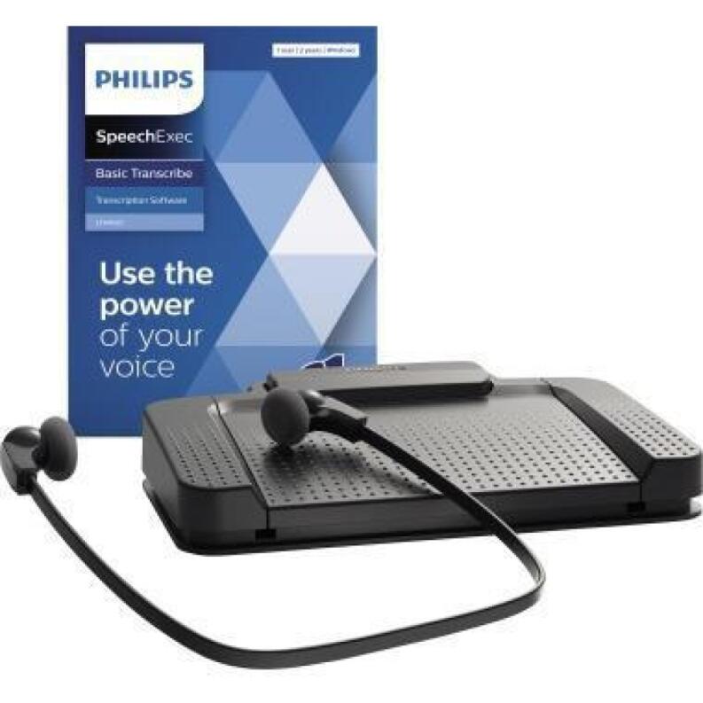 Philips Wiedergabeset LFH7177, Transkriptionsset mit ergonomischem Fußschalter, USB, schwarz