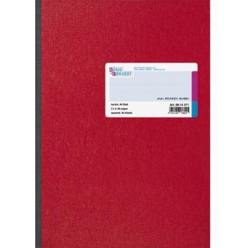 König & Ebhardt Kladde kariert 48 Blatt, DIN A4, A5 oder A6, rot, Klebebindung, geprägt