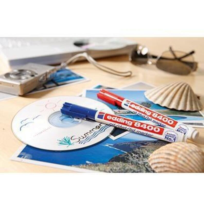 edding CD/DVD-Marker 8400, 0,5-1mm Rundspitze, permanent, wasserfest, in blau, rot, grün oder weiß