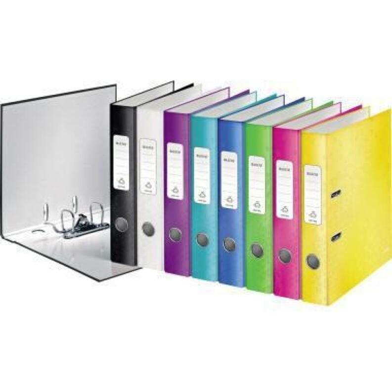 Leitz WOW Ordner DIN A4 50mm, perlweiß, pink, blau, eisblau, violett, gelb, grün, schwarz, 5 Jahre