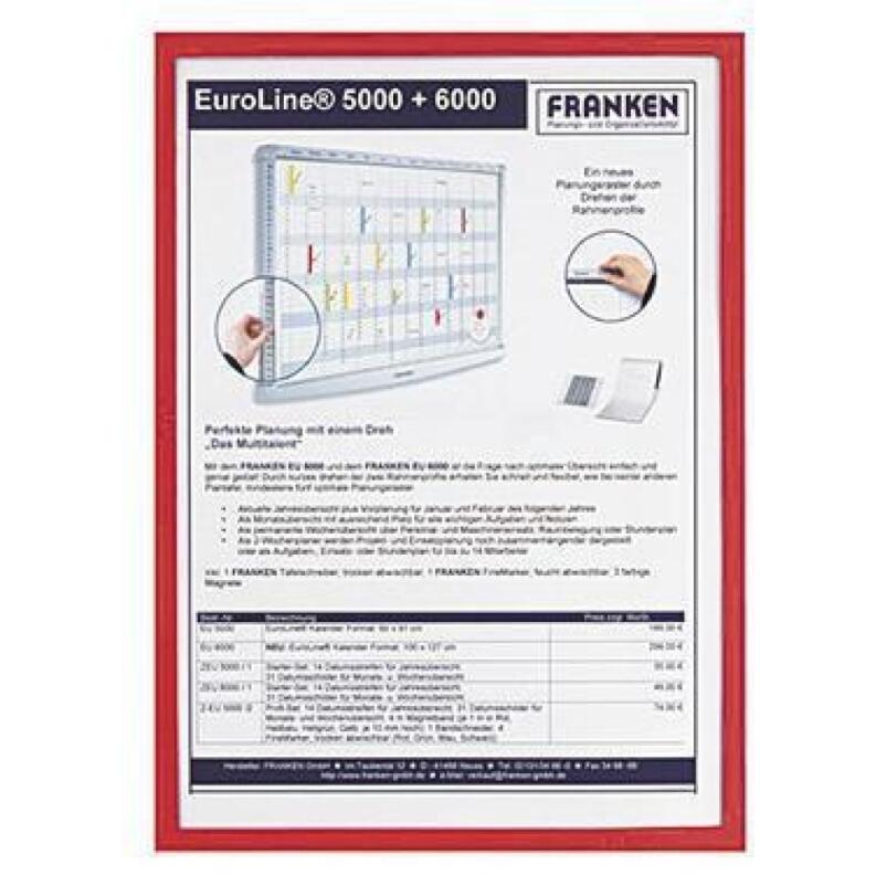 Franken Dokumentenhalter Frame It X-tra!Line DIN A5, rot, blau oder grün, 0,32mm, matt