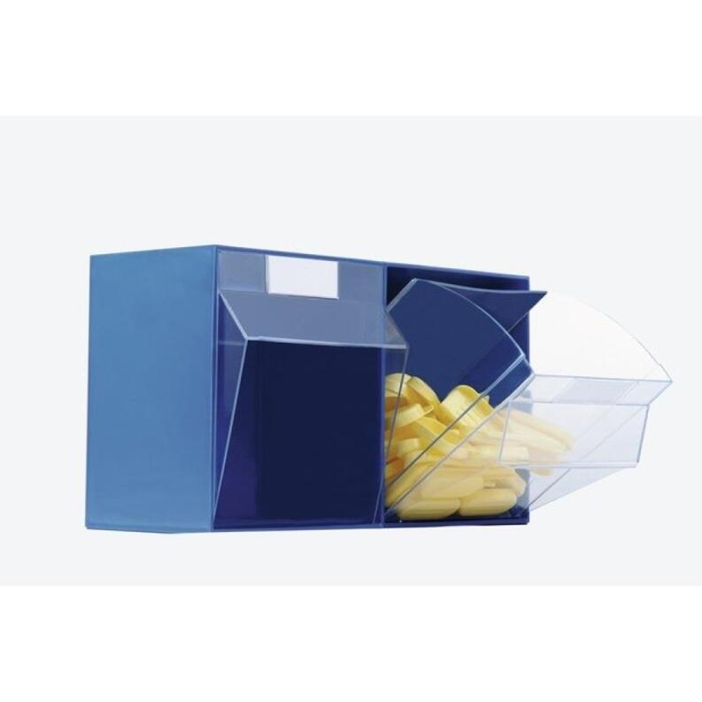 LOCKWEILER Klarsichtmagazin 600mm, 9xA, 6xB, 5xC, 4xD, 3xE, 2xF, beige, blau, weiß, stapelbar