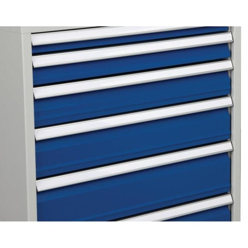 Schubladenschrank H1019xB705xT736mm lichtgrau/signalblau, 6 Schubladen, Vollauszug, BEDRUNKA+HIRTH
