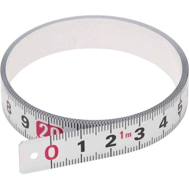 Bandmaß PIT MEASURE selbstklebend, Stahlband, 1m, 2m oder 5m, 13mm, TAJIMA, weiß
