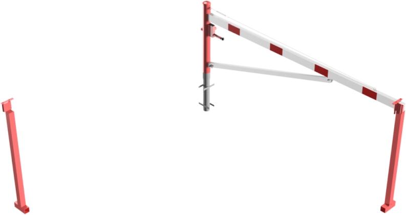 Modellbeispiel: Drehschranke, horizontal schwenkbar mit zwei Auflagestützen (Art. 4213.30-fb)