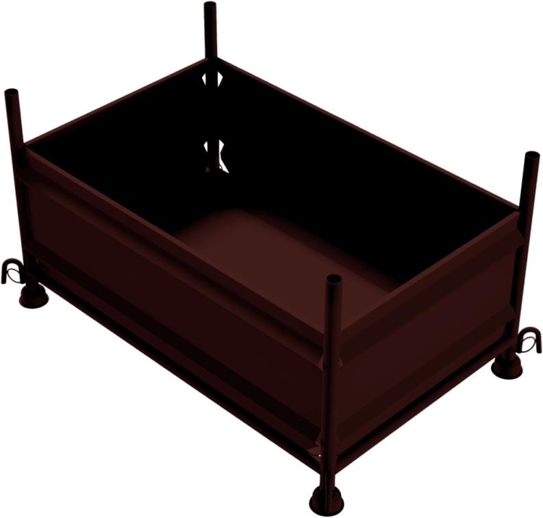 Stapelvollwandbehälter 1,47 x 0,87 x 0,50 m, lackiert oder verzinkt, wahlw. mit Kranhaken o- ösen - 